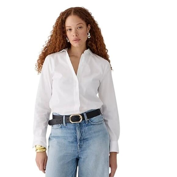 NWT J. Crew Wren Slim Shirt In Stretch Cotton Poplin Shirt White 2P - Picture 1 of 11